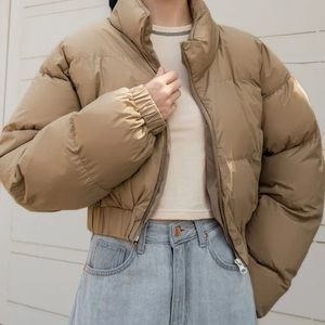 Camel Cropped Puffer Jacket *Never Worn*